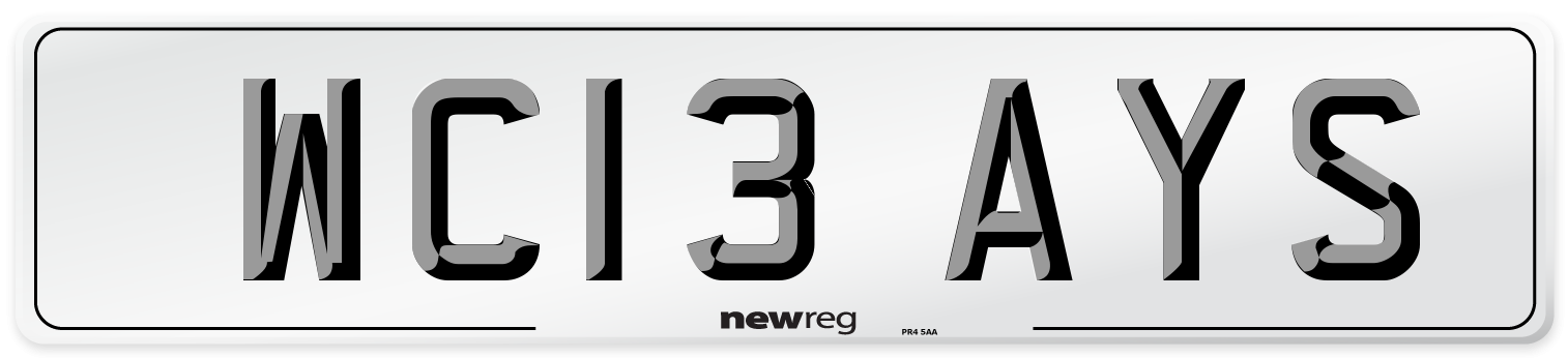 WC13 AYS Number Plate from New Reg